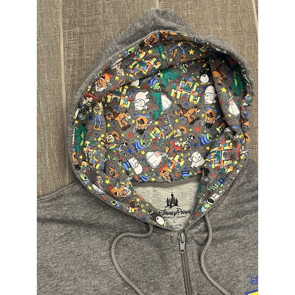 Disney Toy Story Hoodie Women’s Size Large Gray 100% Cotton Zip Pockets Pixar - Picture 8 of 13